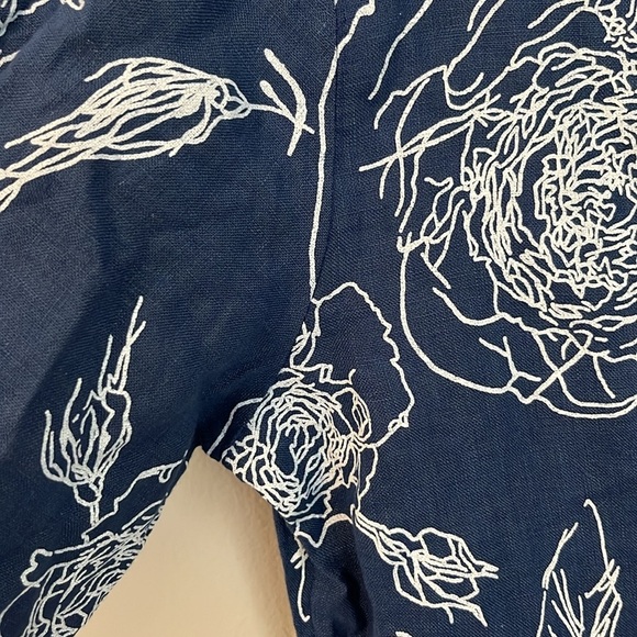 NWT Luca Vanucci Blue with white printed flowers Linen tunic style dress XL - Picture 2 of 7